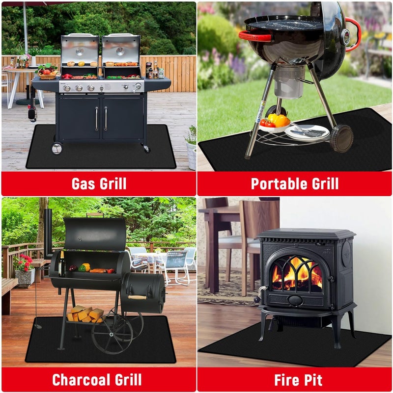 rumlick 90 x 48 inch Under Grill Mats for Outdoor Grill, Double-Sided Fireproof, Oil and Waterproof Protective Mat for Grass and Deck, Outerdoor BBQ Fire Pit Fireplace Mat - Image 4